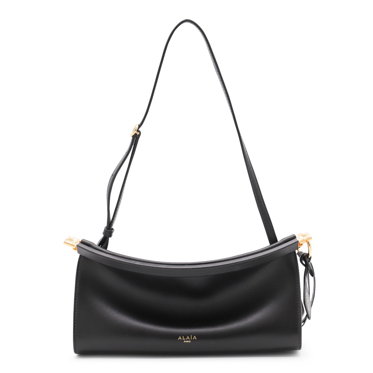 BLACK LEATHER LE CLICK EAST WEST SMALL SHOULDER BAG