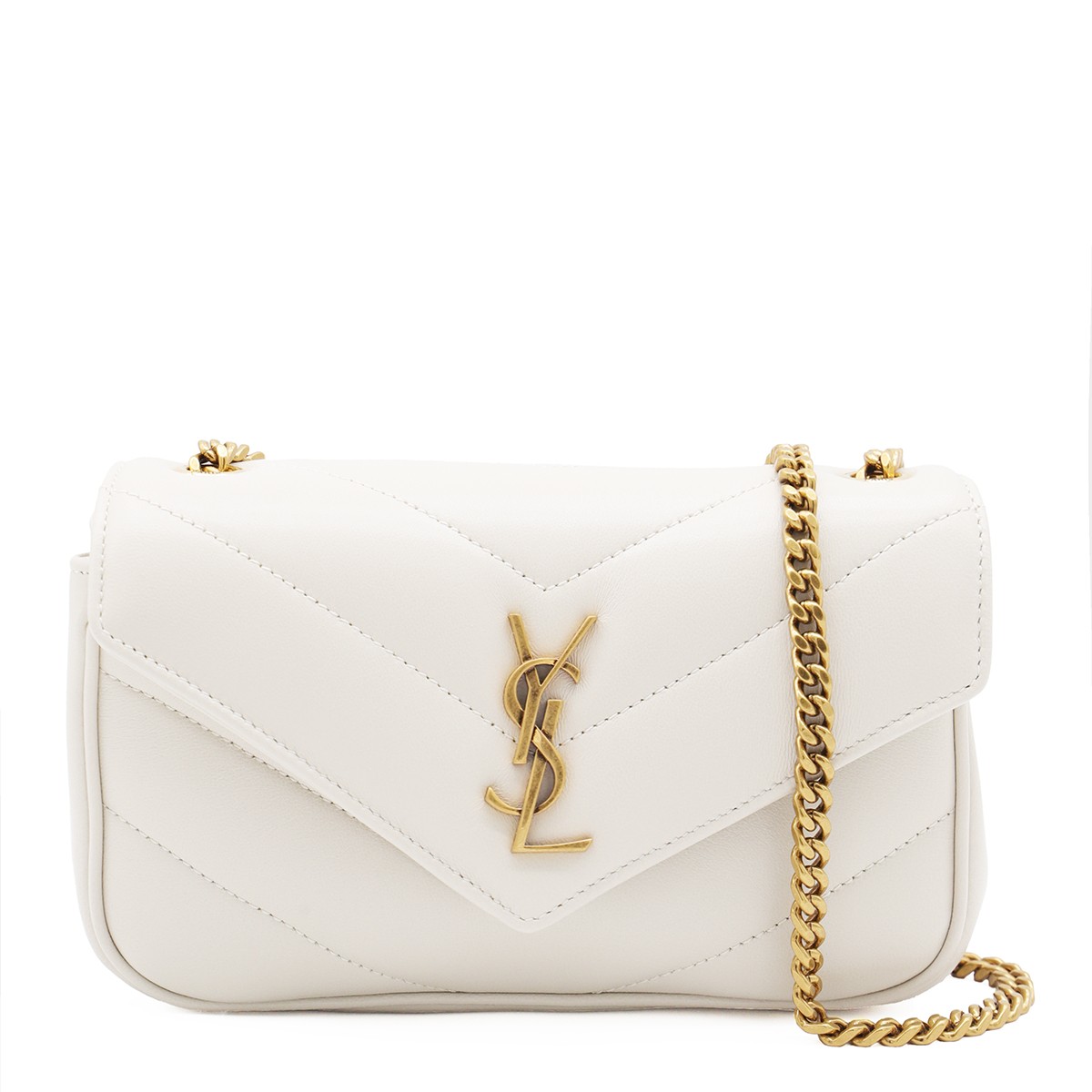 WHITE LEATHER LOU LOU MINI BAG