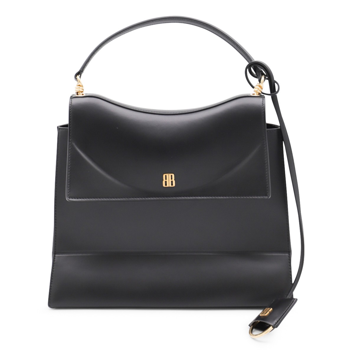BLACK LEATHER NANO M TOP HANDLE BAG