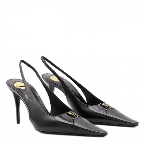 BLACK LEATHER BABYLONE 90 PUMPS
