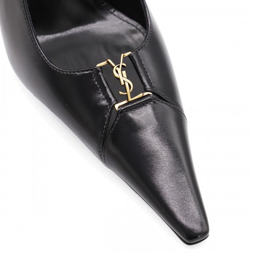 BLACK LEATHER BABYLONE 90 PUMPS