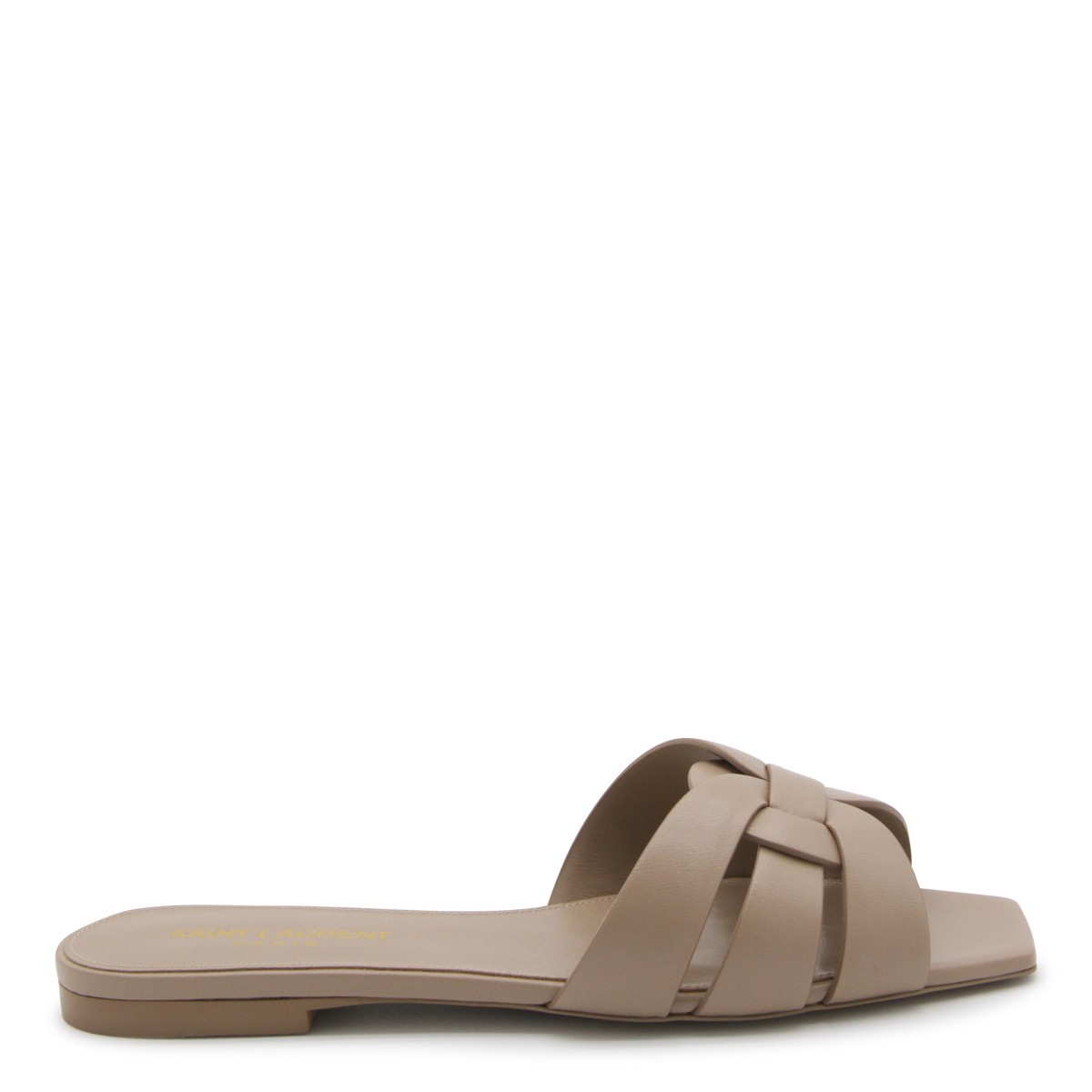 DARK BEIGE LEATHER TRIBUTE FLATS