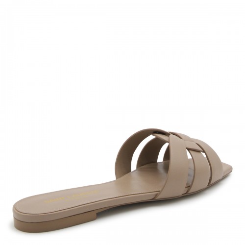 DARK BEIGE LEATHER TRIBUTE FLATS