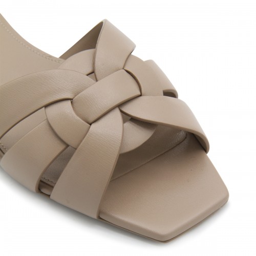 DARK BEIGE LEATHER TRIBUTE FLATS