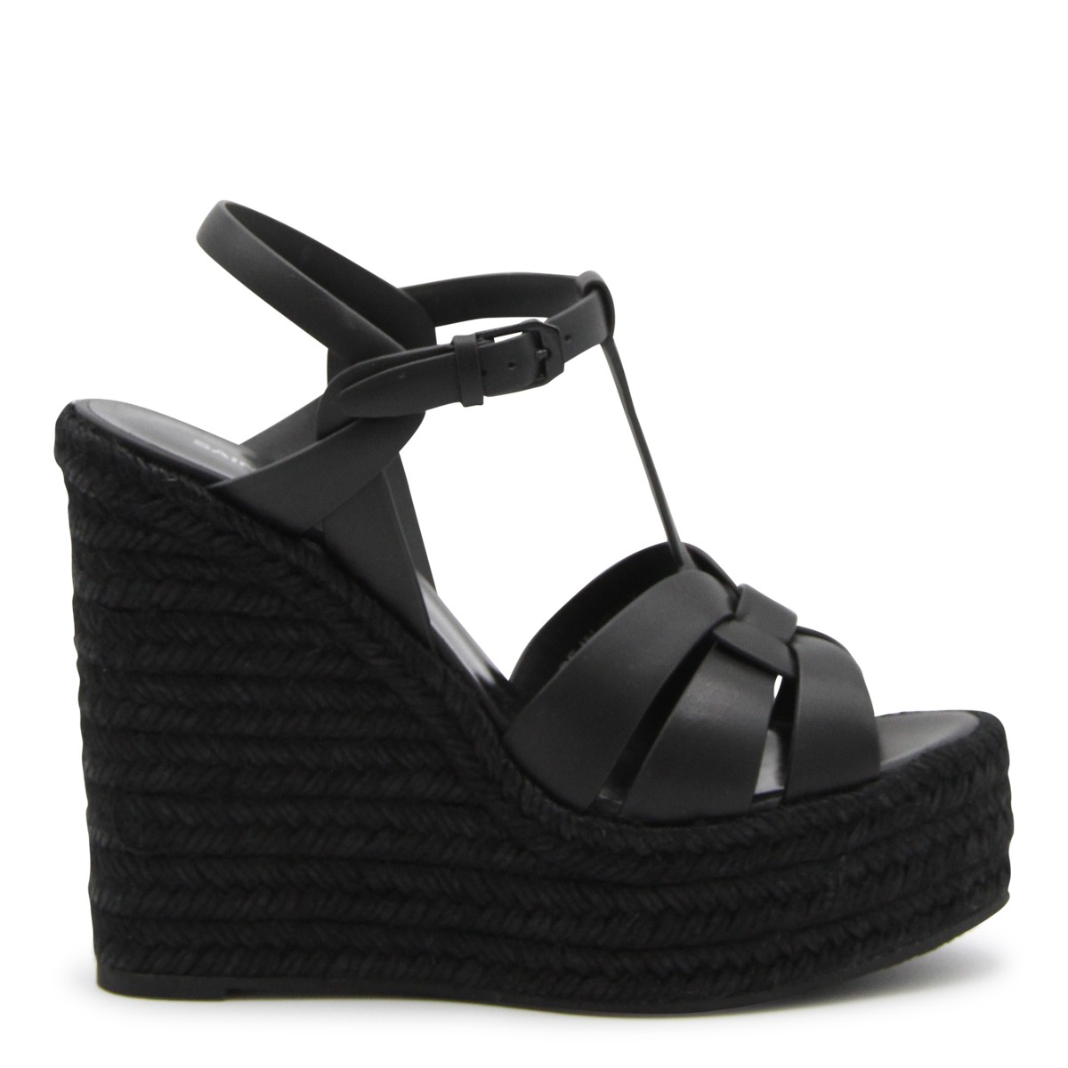 BLACK LEATHER TRIBUTE SANDALS