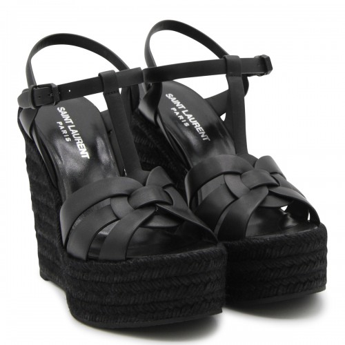BLACK LEATHER TRIBUTE SANDALS