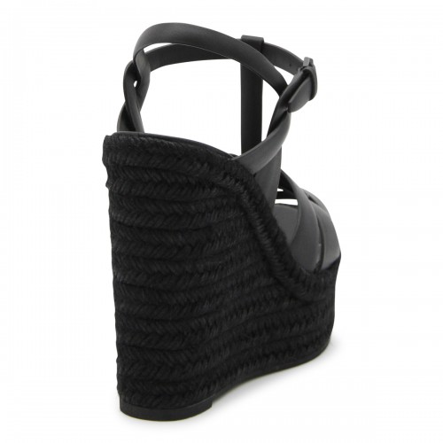 BLACK LEATHER TRIBUTE SANDALS