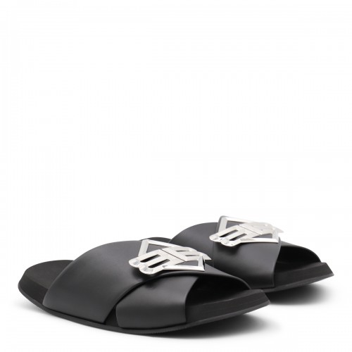 BLACK LEATHER FLATS