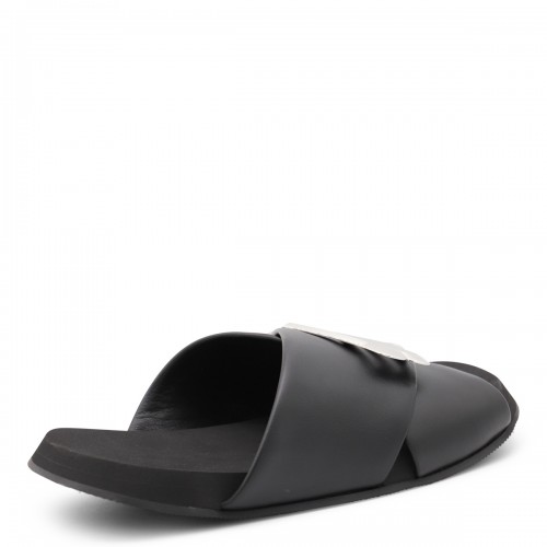 BLACK LEATHER FLATS
