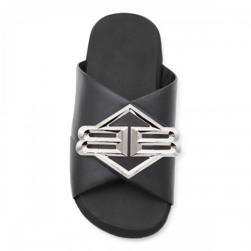 BLACK LEATHER FLATS