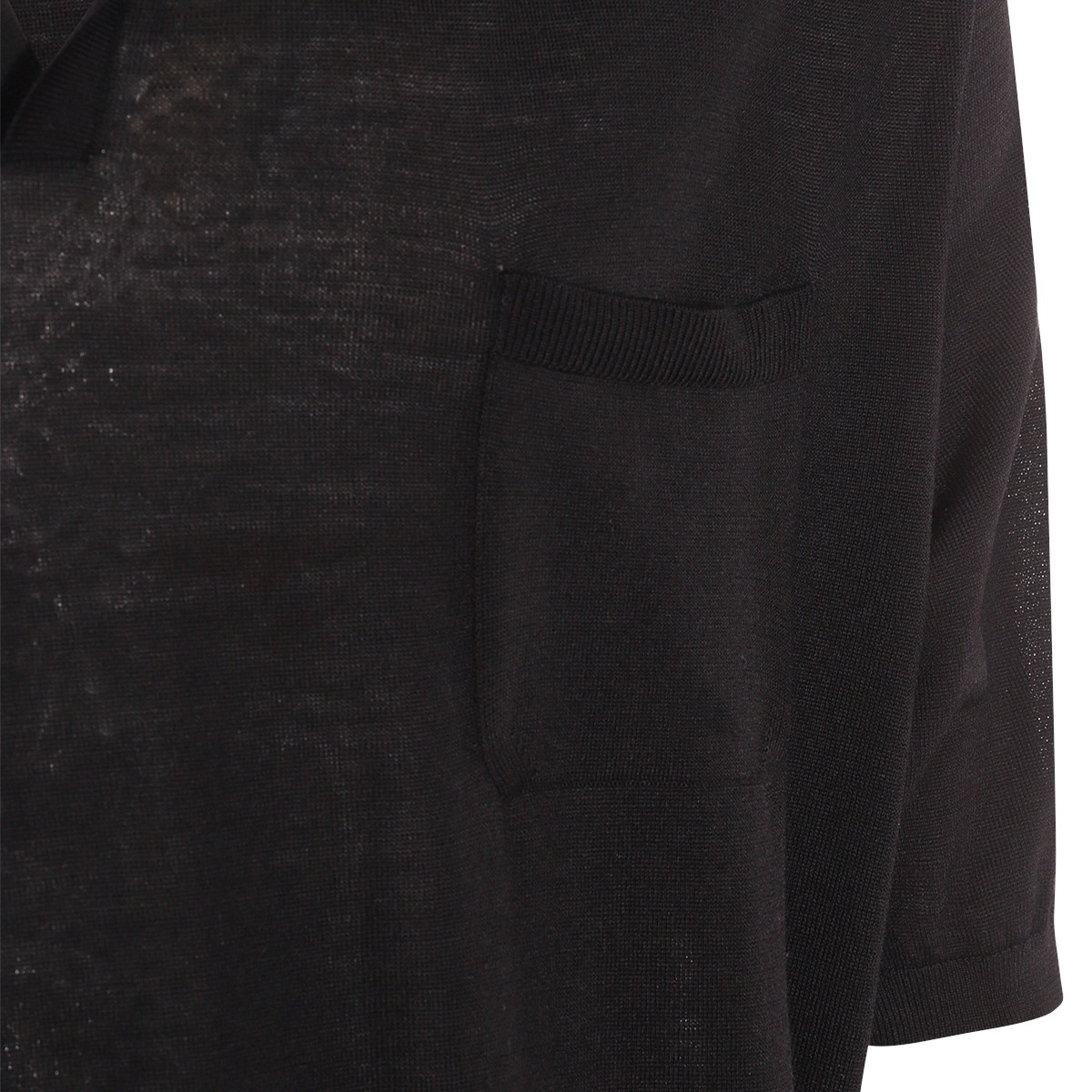 BLACK WOOL POLO SHIRT