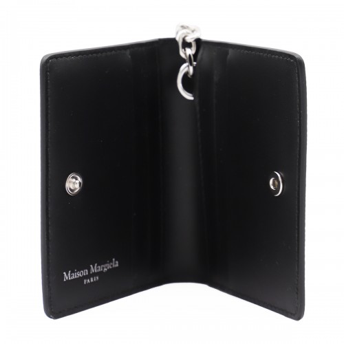 BLACK LEATHER FOUR STITCHES CARD HOLDER