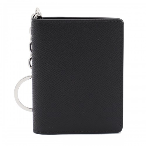 BLACK LEATHER FOUR STITCHES CARD HOLDER