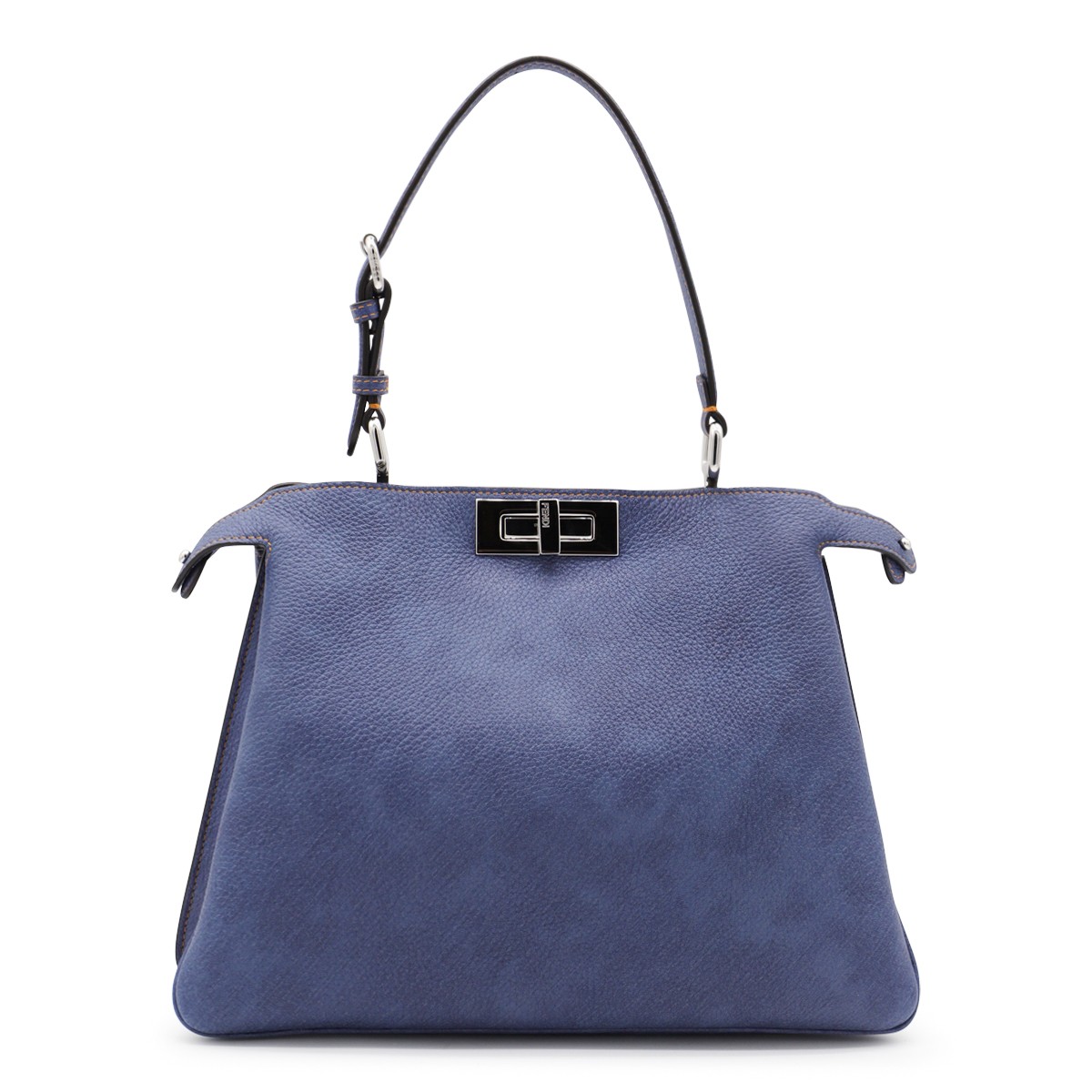 BLUE LEATHER PEEKABOO SOFT MEDIUM TOP HANDLE BAG