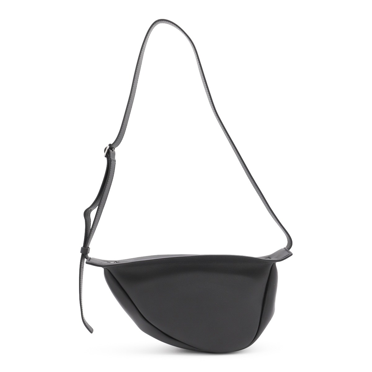 BLACK LEATHER SLOUCHY BANANA CROSSBODY BAG