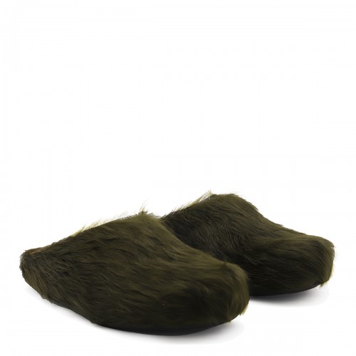 GREEN LEATHER FLATS