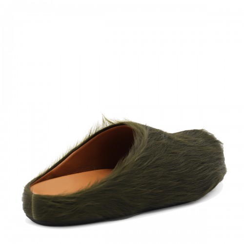GREEN LEATHER FLATS