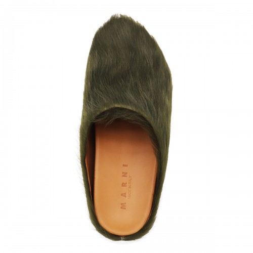 GREEN LEATHER FLATS