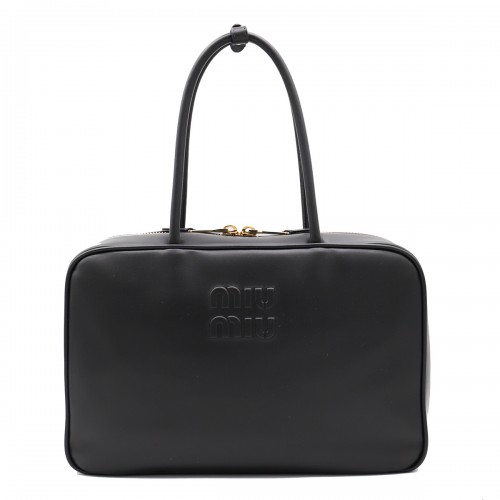 BLACK LEATHER BEAU LARGE TOP HANDLE BAG