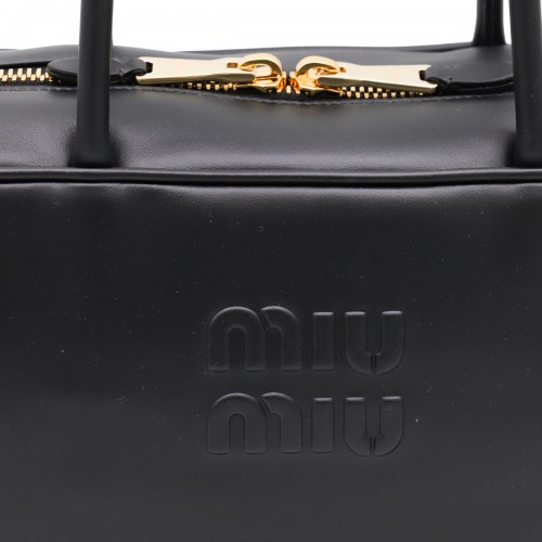 BLACK LEATHER BEAU LARGE TOP HANDLE BAG