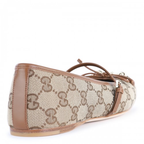 BEIGE LEATHER FLATS