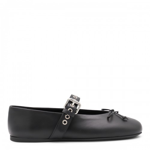 BLACK LEATHER FLATS
