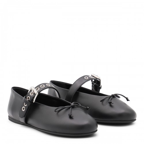 BLACK LEATHER FLATS
