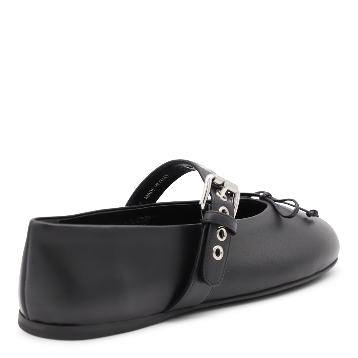 BLACK LEATHER FLATS