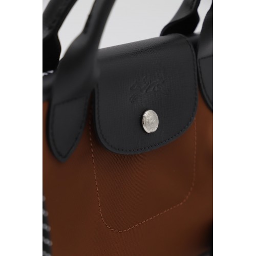 BROWN COTTON LE PLIAGE XTRA XS TOTE