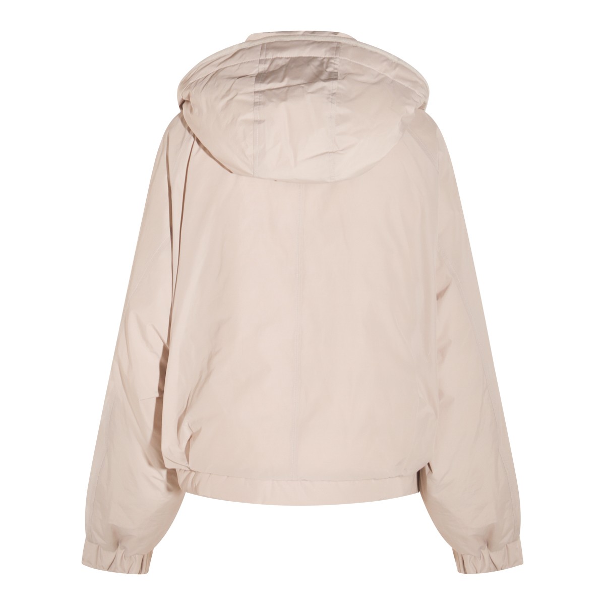 ダウンジャケット・コート BRUNELLO CUCINELLI BEIGE WOOL DOWN JACKET Leather-trimmed wool down coat in grey - Brunello Cucinelli