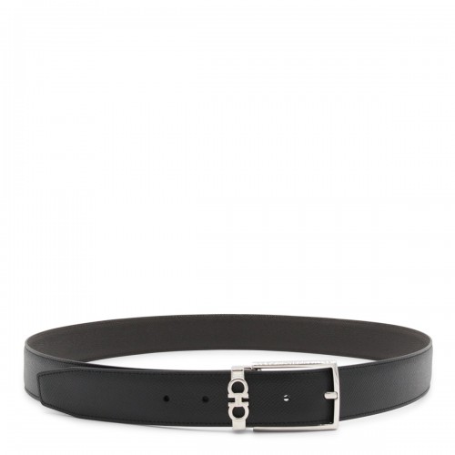 BLACK LEATHER GANCINI BELT