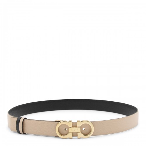 BEIGE LEATHER GANCINI BELT
