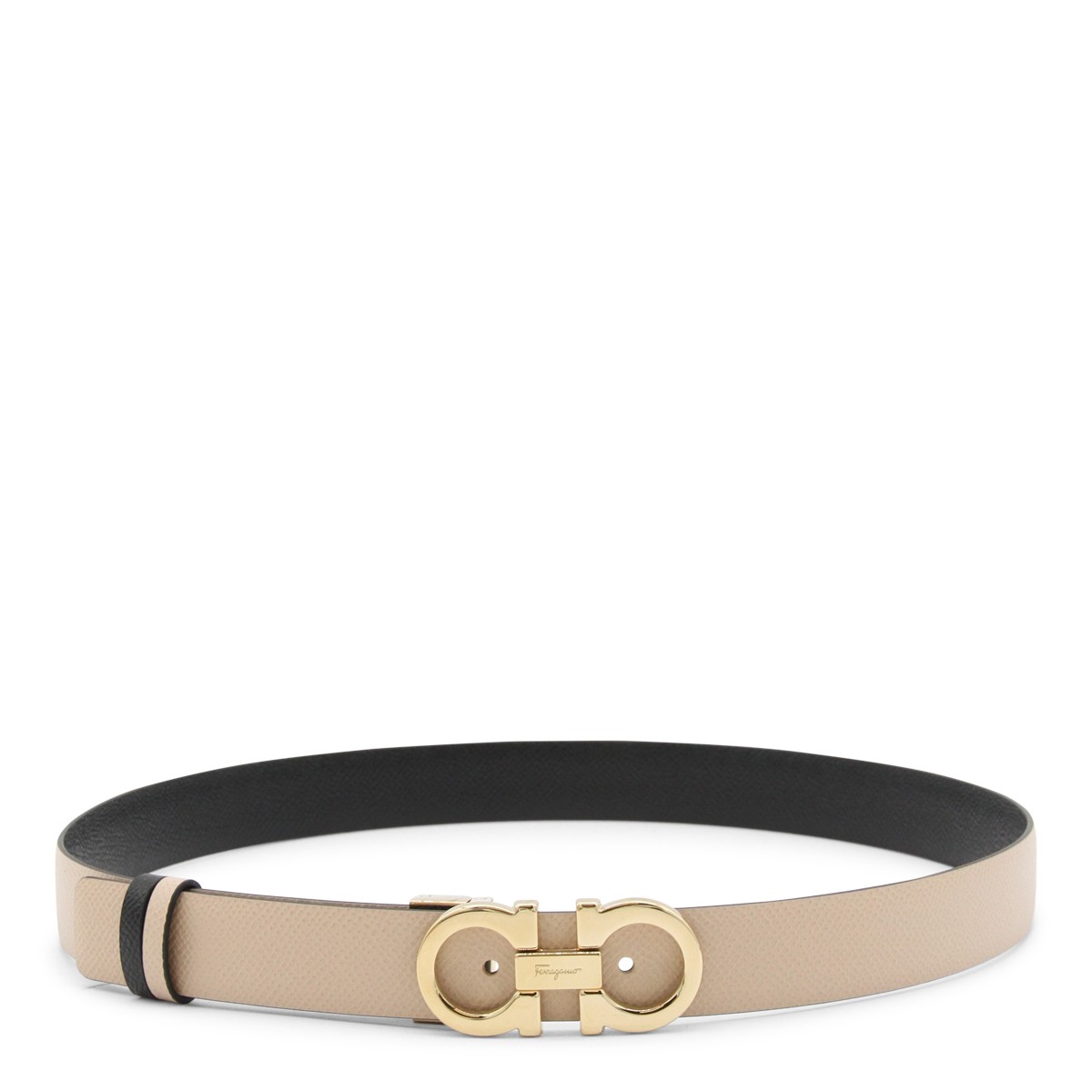 BEIGE LEATHER GANCINI BELT