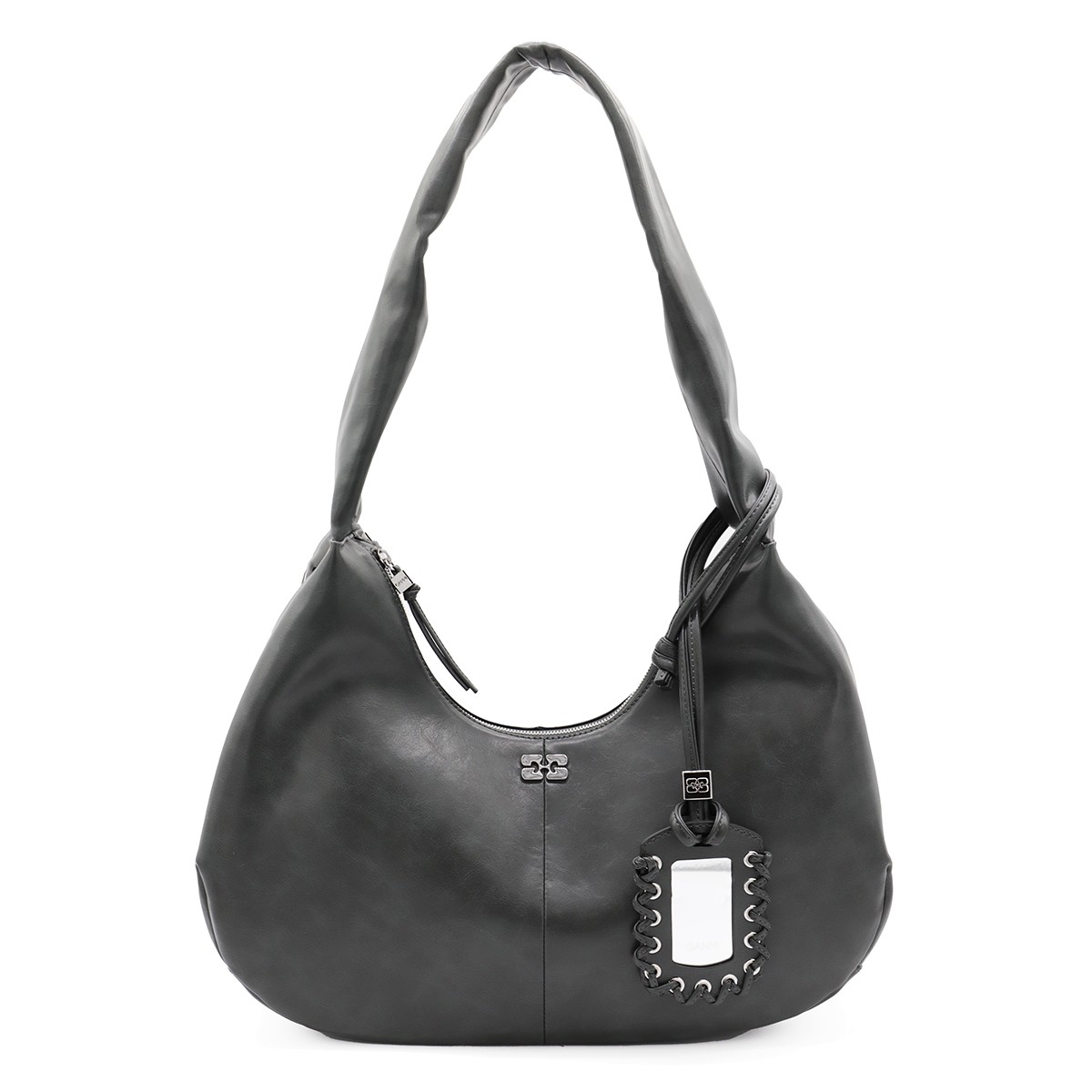 BLACK LEATHER HOBO MEDIUM SHOULDER BAG