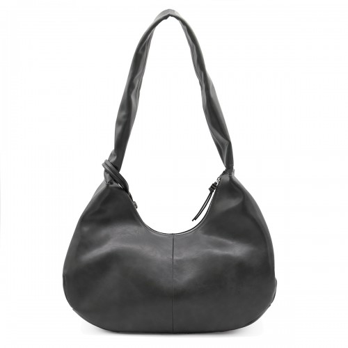 BLACK LEATHER HOBO MEDIUM SHOULDER BAG