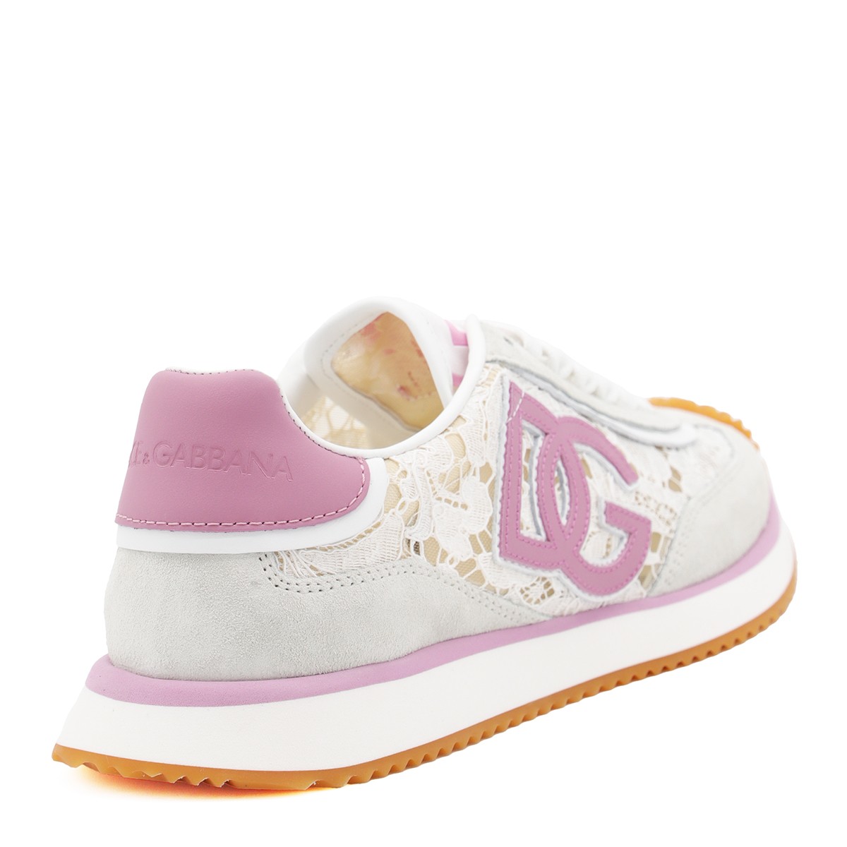 WHITE AND PINK DG CUSHION SNEAKERS