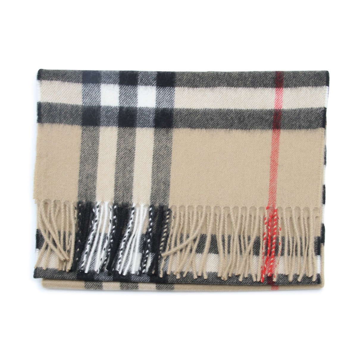 BEIGE CHECK WOOL SCARF