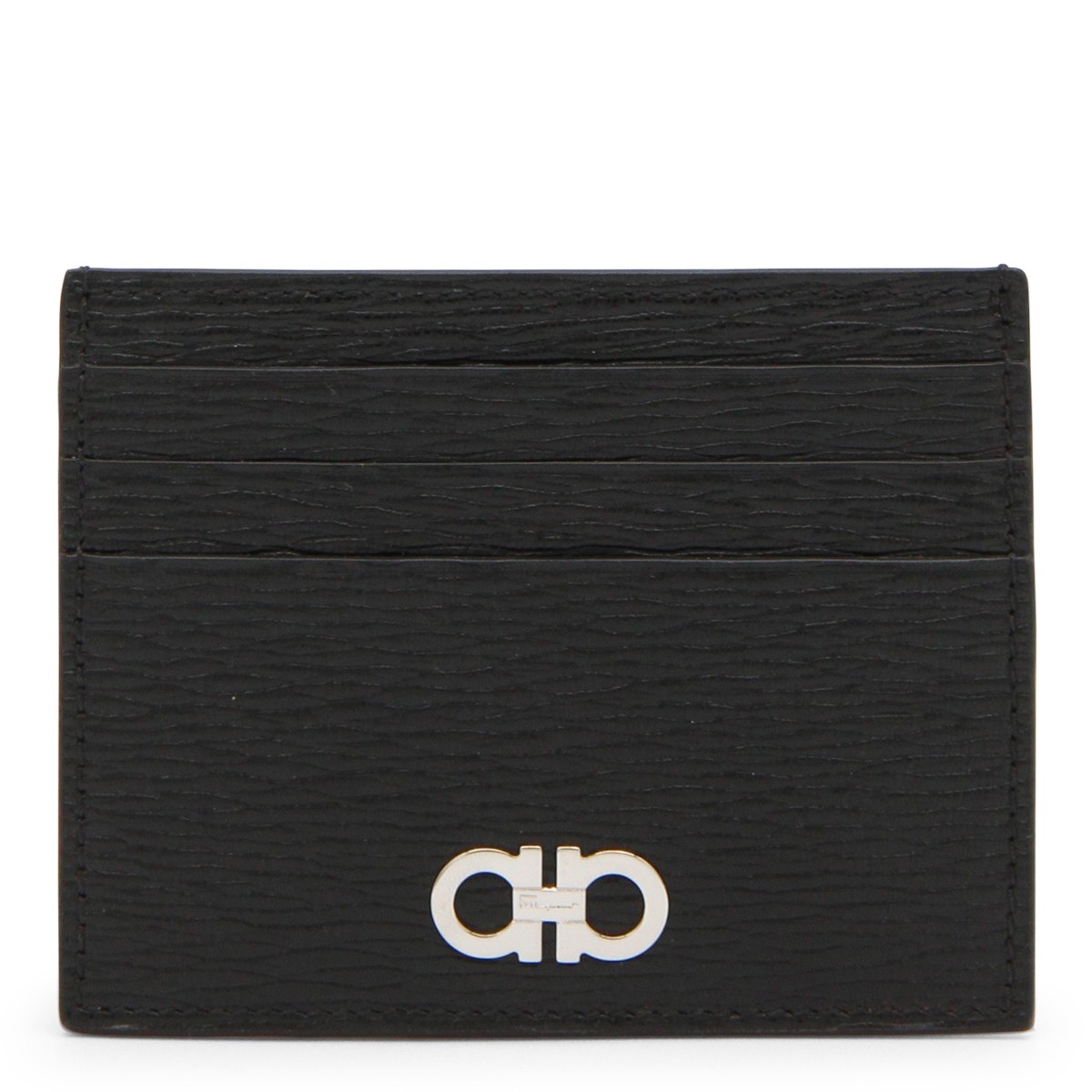 BLACK LEATHER GANCINI CARD HOLDER