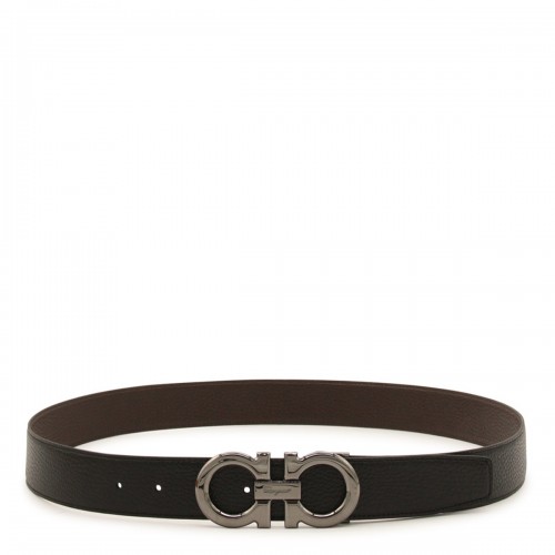 BLACK LEATHER GANCINI BELT