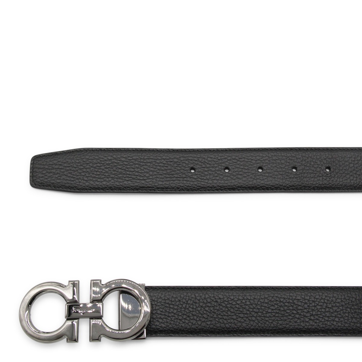 BLACK LEATHER GANCINI BELT