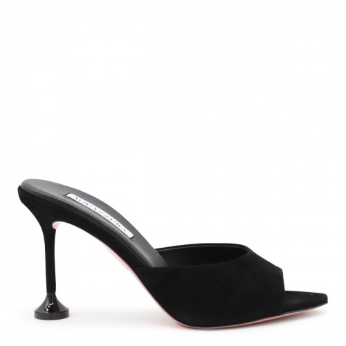 BLACK LEATHER BISOUS 85 SANDALS