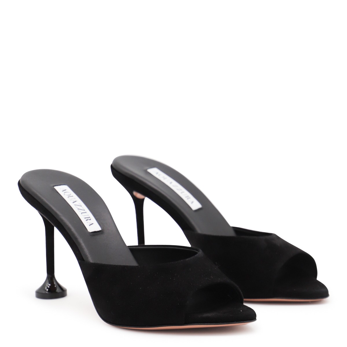 BLACK LEATHER BISOUS 85 SANDALS