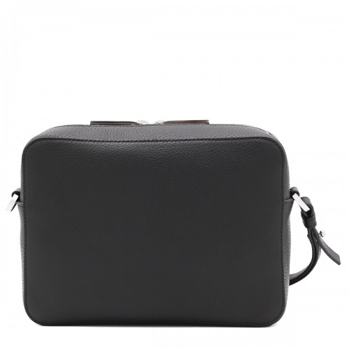 BLACK LEATHER TRAVEL EMBOSSED CROSSBODY BAG