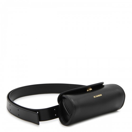 BLACK LEATHER CANNOLO SMALL SHOULDER BAG