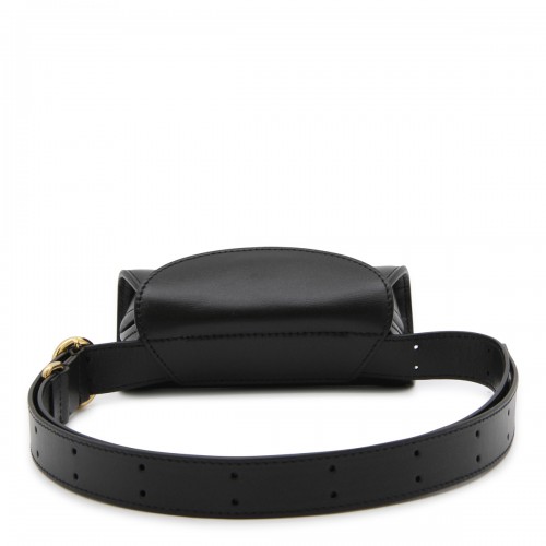 BLACK LEATHER CANNOLO SMALL SHOULDER BAG