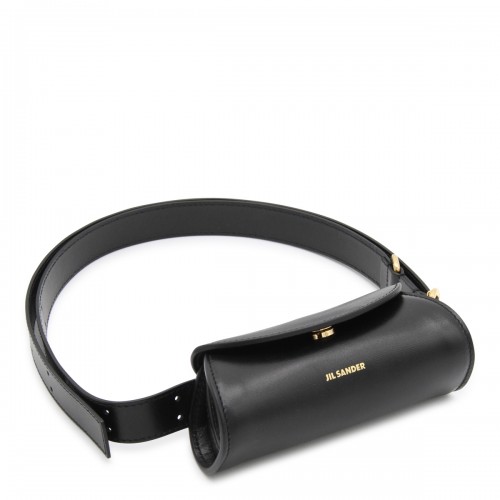 BLACK LEATHER CANNOLO SMALL SHOULDER BAG