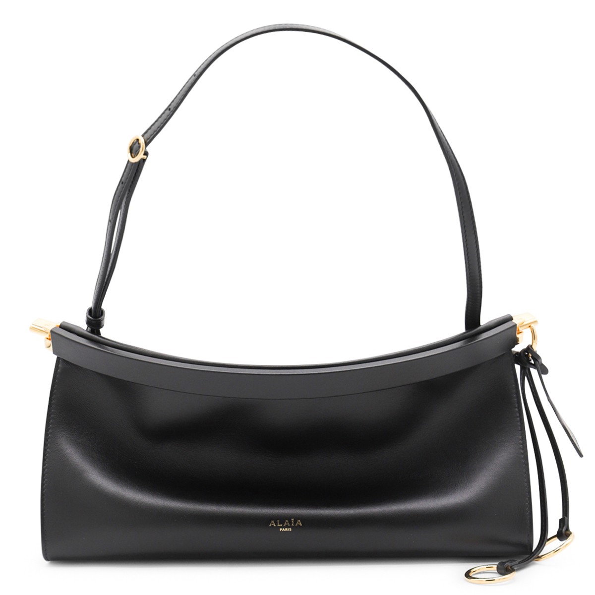 BLACK LEATHER EAST WEST MEDIUM CROSSBODY BAG