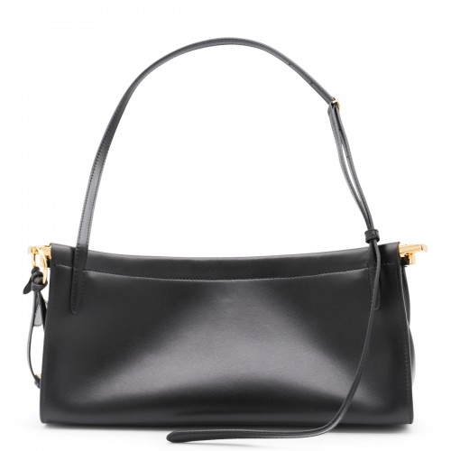 BLACK LEATHER EAST WEST MEDIUM CROSSBODY BAG