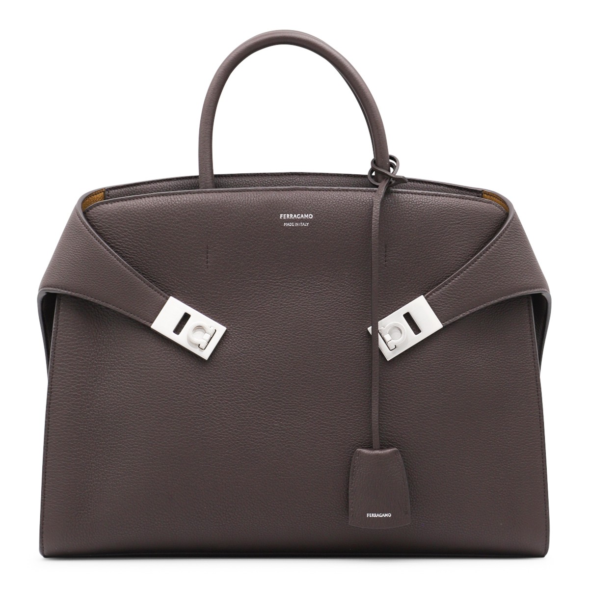 DARK BROWN LEATHER HUG TOP HANDLE BAG