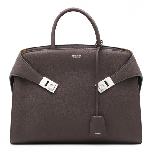DARK BROWN LEATHER HUG TOP HANDLE BAG